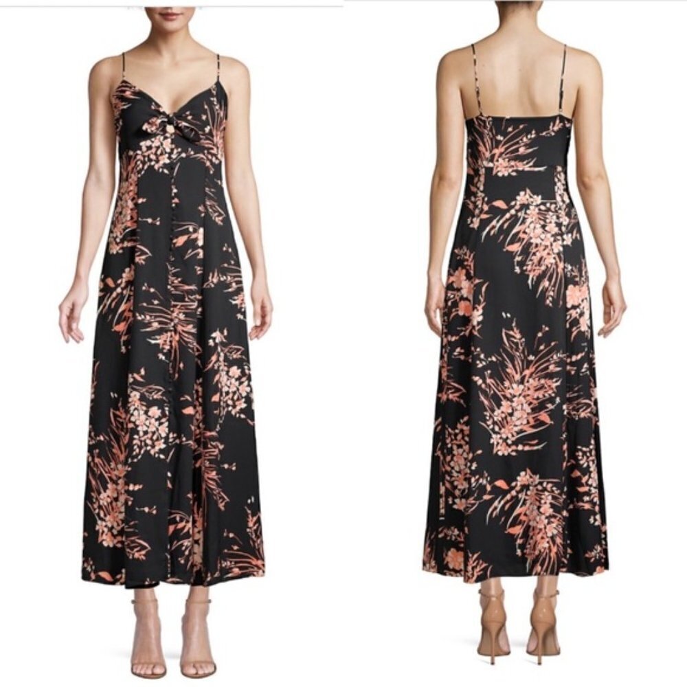 Nwt Joie "Almona" Floral Maxi Dress In Caviar Xs